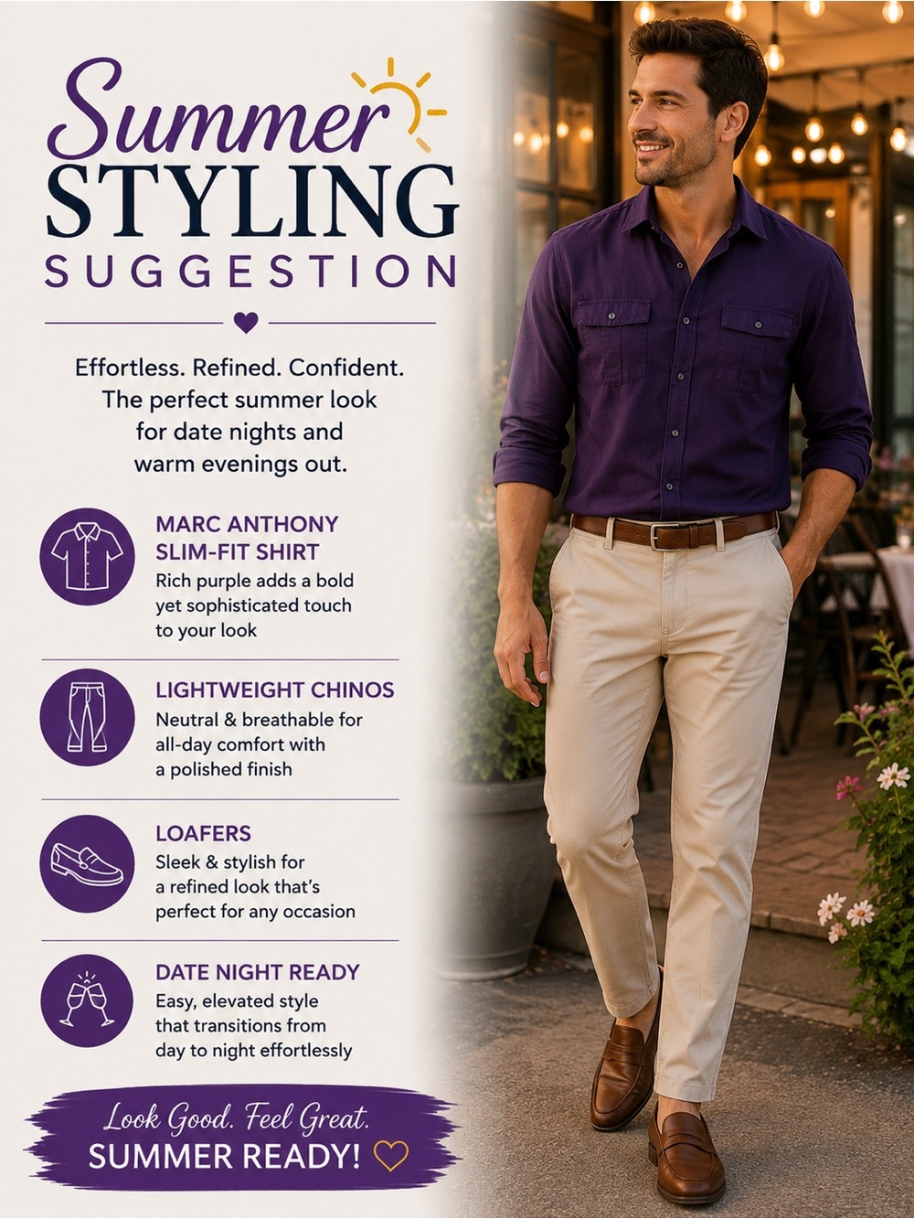 Marc Anthony Purple Slim-Fit Shirt L | Summer Date Night Button-Down - Picture 2 of 4